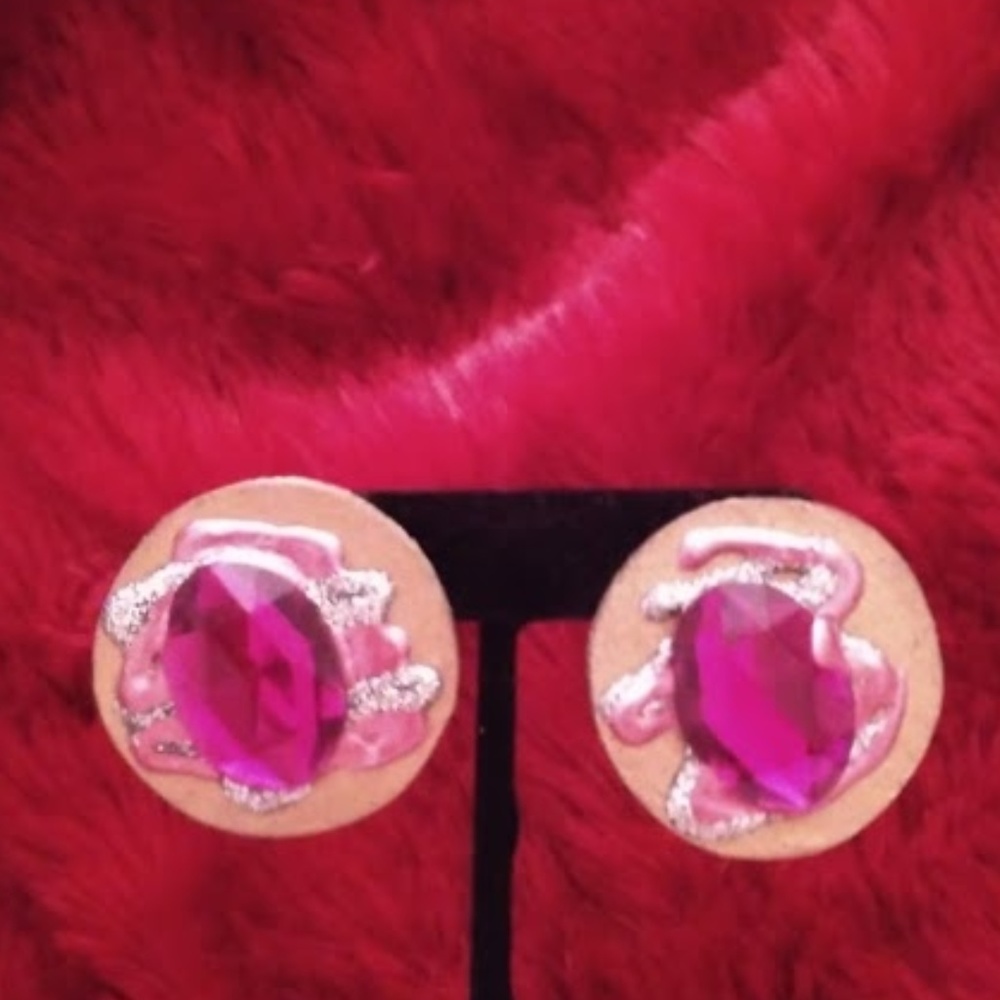 Wooden & Art Pierced Earrings-80's Style